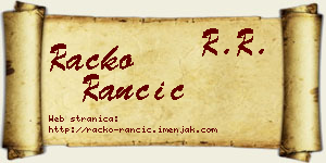 Racko Rančić vizit kartica